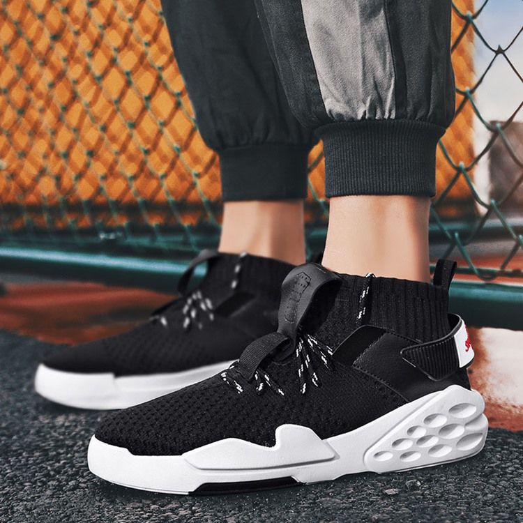 Sneakers För Män Med Kardborre Runt Tå