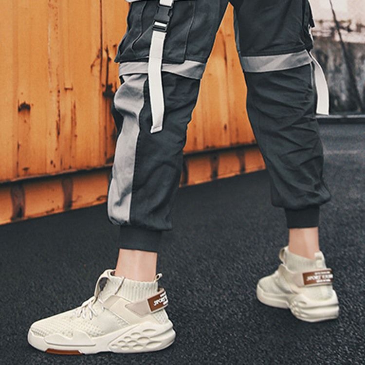 Sneakers För Män Med Kardborre Runt Tå