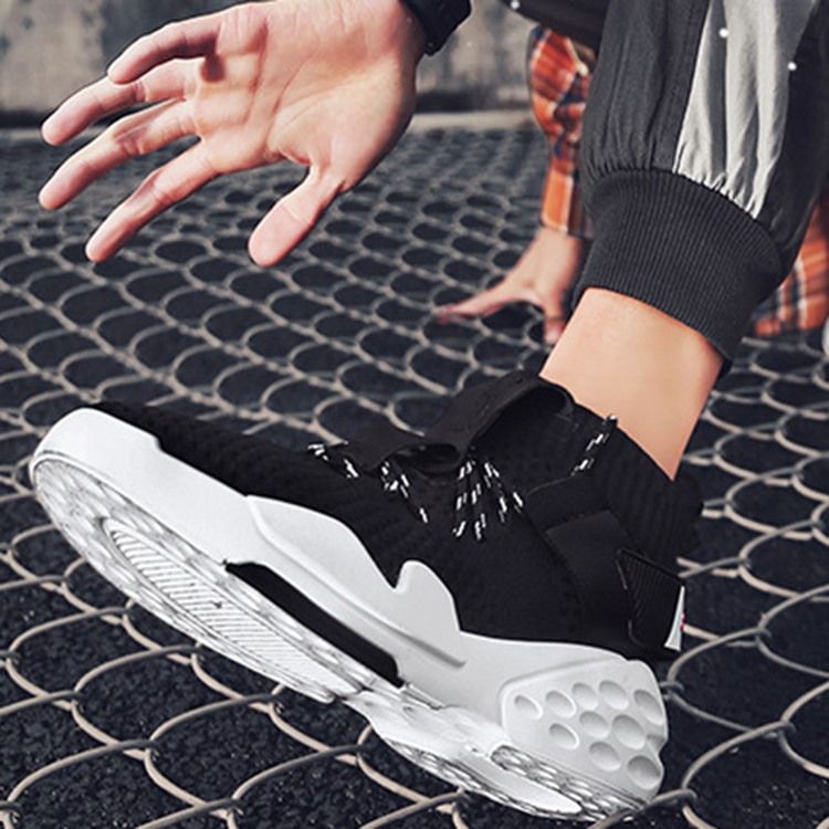Sneakers För Män Med Kardborre Runt Tå