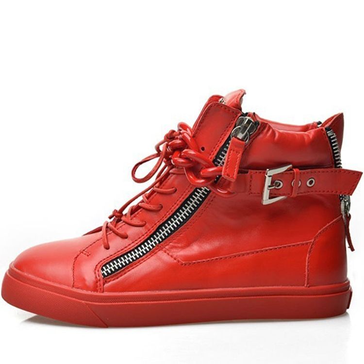 Western Buckle High-Cut Upper Pu Sneakers