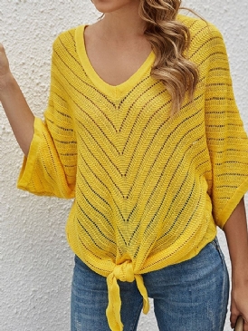 Batwing Sleeve Tunn Hollow Sommar Halv Sleeve Damtröja