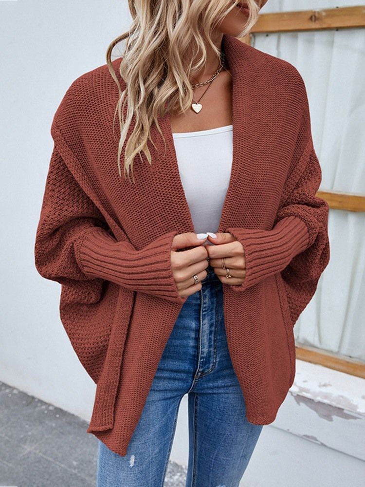 Batwing Sleeve Vanlig Mellanlång Batwing-Tröja