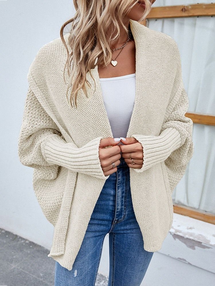 Batwing Sleeve Vanlig Mellanlång Batwing-Tröja