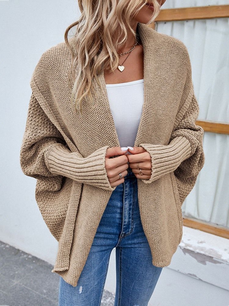Batwing Sleeve Vanlig Mellanlång Batwing-Tröja