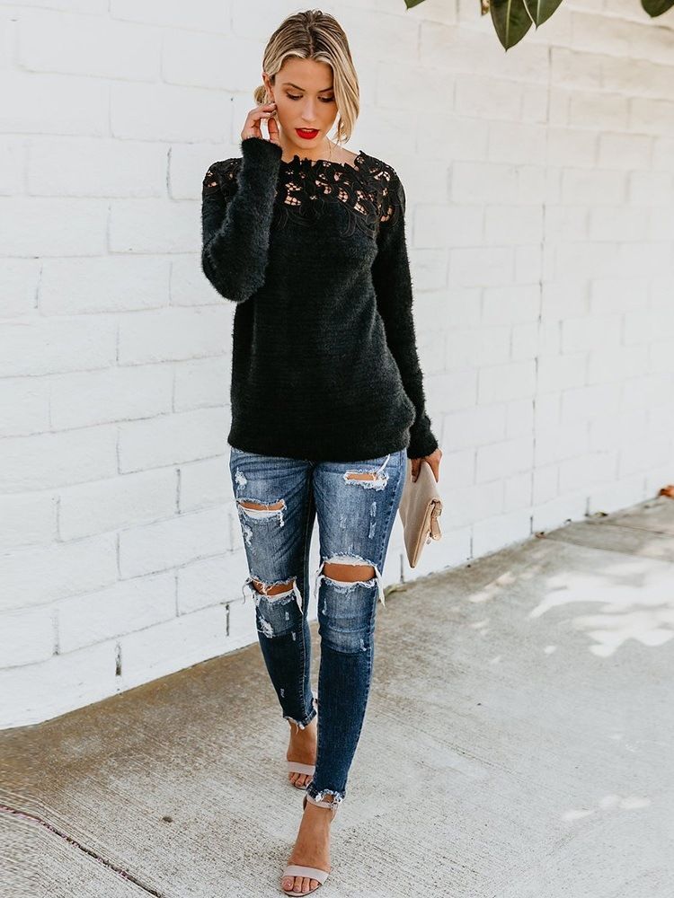 Hollow Standard Slim Sweater
