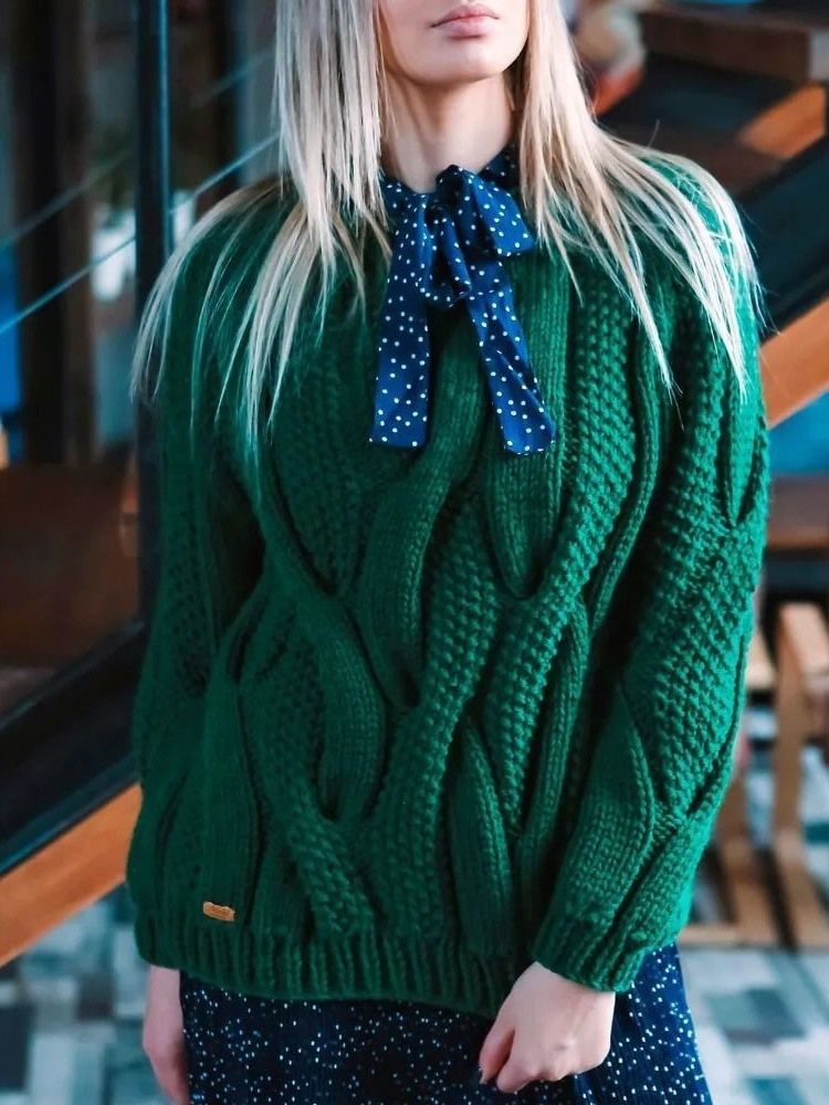 Patchwork Tunn Mellanlängd Lös Tröja