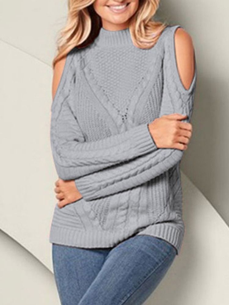 Patchwork Tunn Standard Slim Tröja För Kvinnor