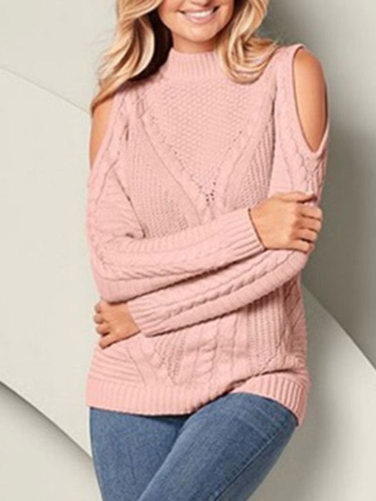 Patchwork Tunn Standard Slim Tröja För Kvinnor