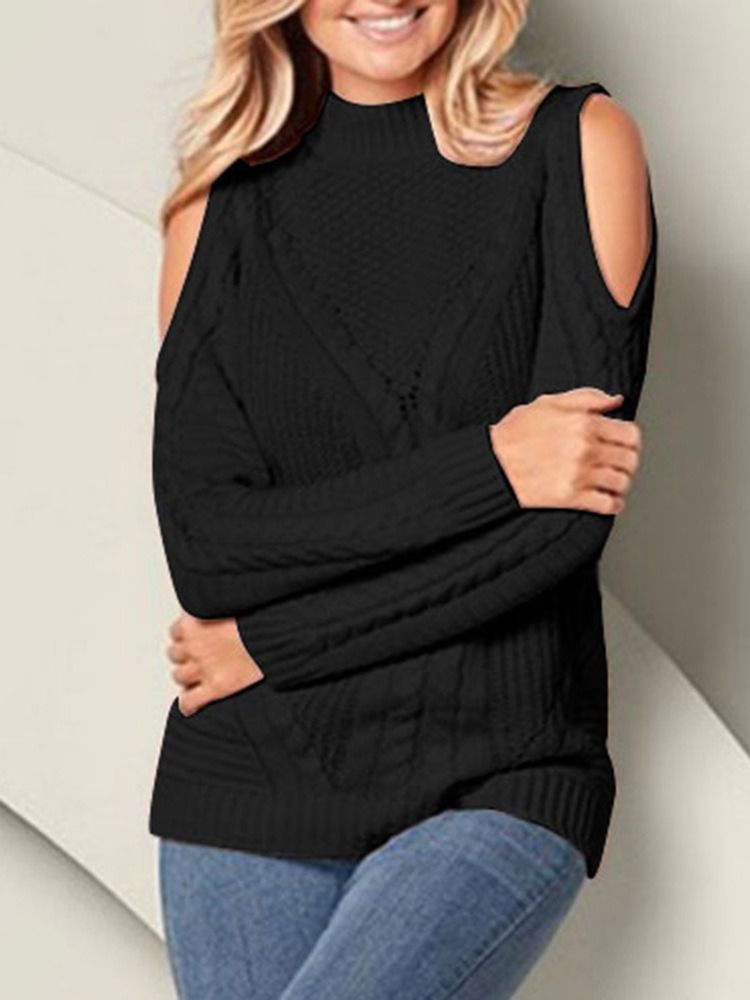 Patchwork Tunn Standard Slim Tröja För Kvinnor