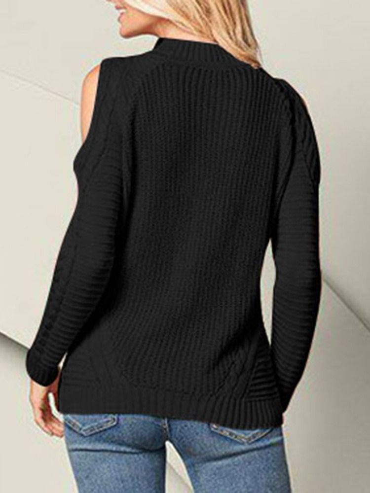 Patchwork Tunn Standard Slim Tröja För Kvinnor