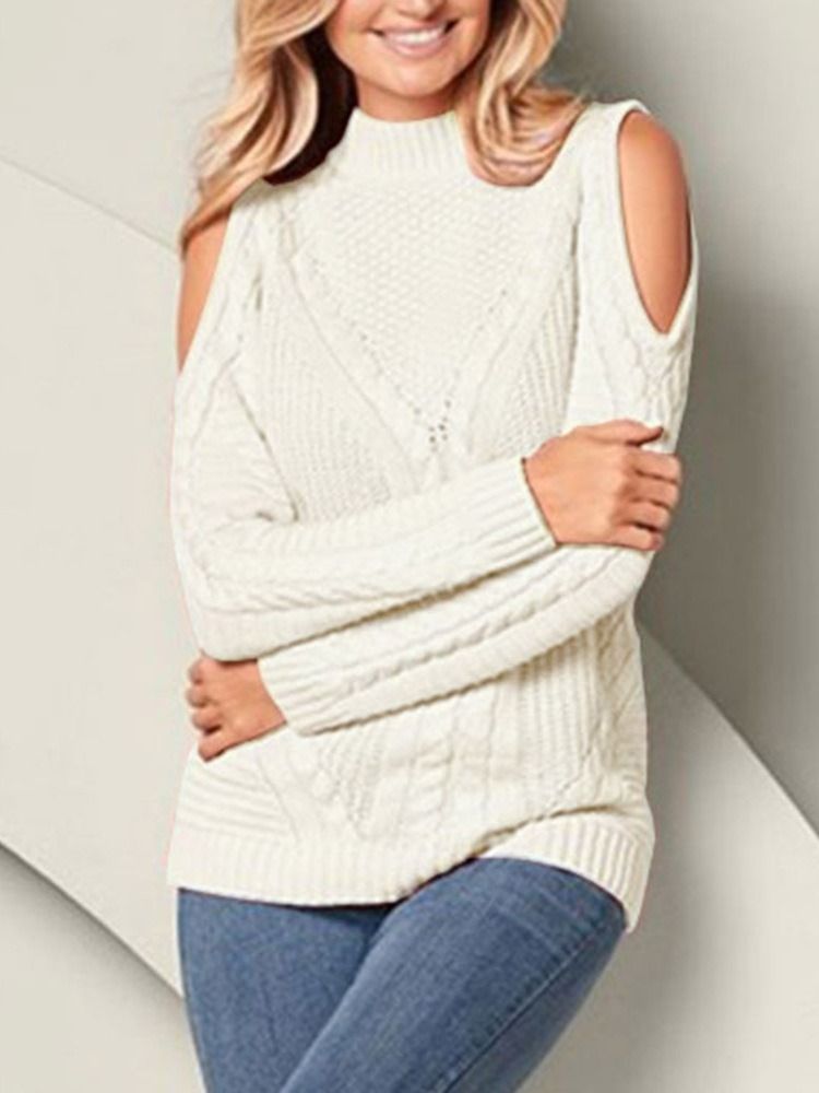 Patchwork Tunn Standard Slim Tröja För Kvinnor