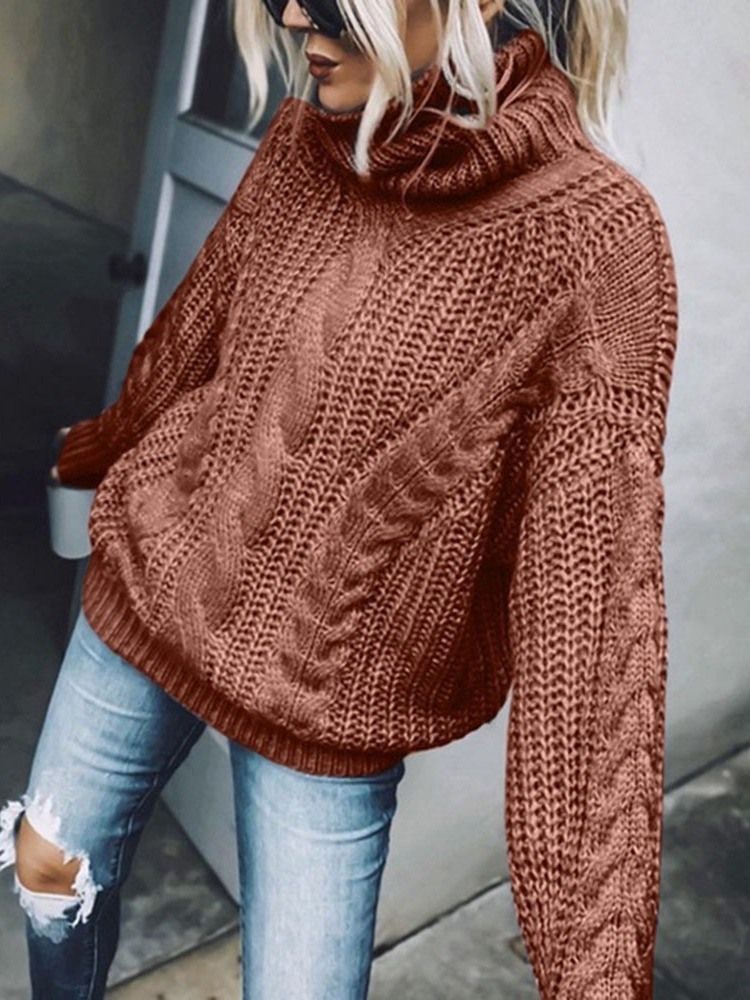 Vanlig Tunn Patchwork Långärmad Damtröja