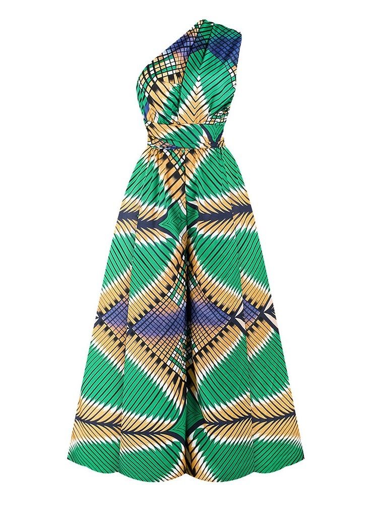 Afrikanskt Mode Dashiki Dragkedja Full Längd Lösa Breda Ben Jumpsuit