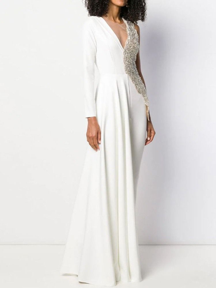 Ankel Längd Mode Paljetter Pencil Byxor Skinny Jumpsuit