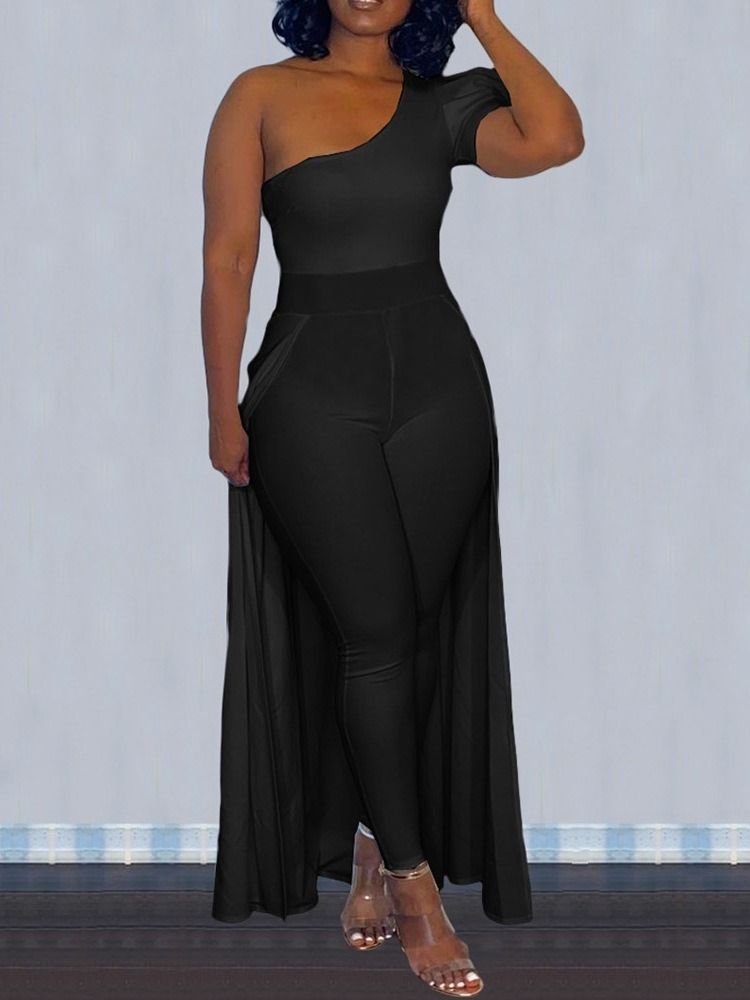 Ankellängd Western Asymmetrisk Pencil Byxor Skinny Jumpsuit För Kvinnor