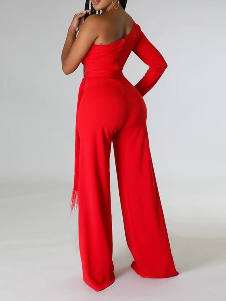 Asymmetrisk Fullängd Office Lady Slim Mid Waist Jumpsuit