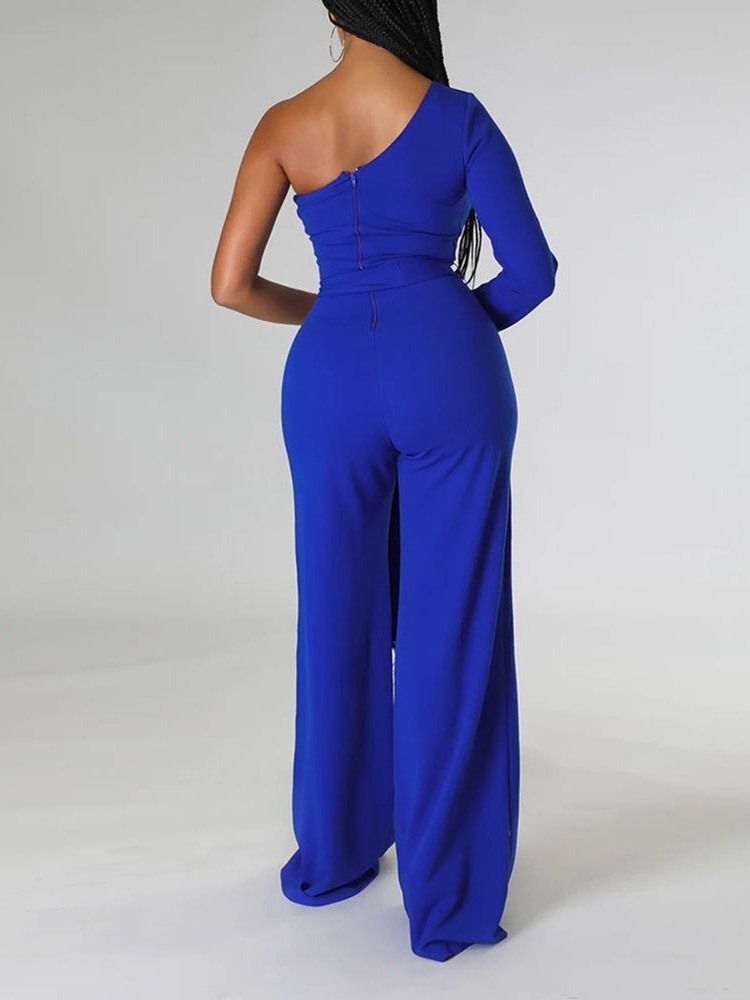 Asymmetrisk Fullängd Office Lady Slim Mid Waist Jumpsuit