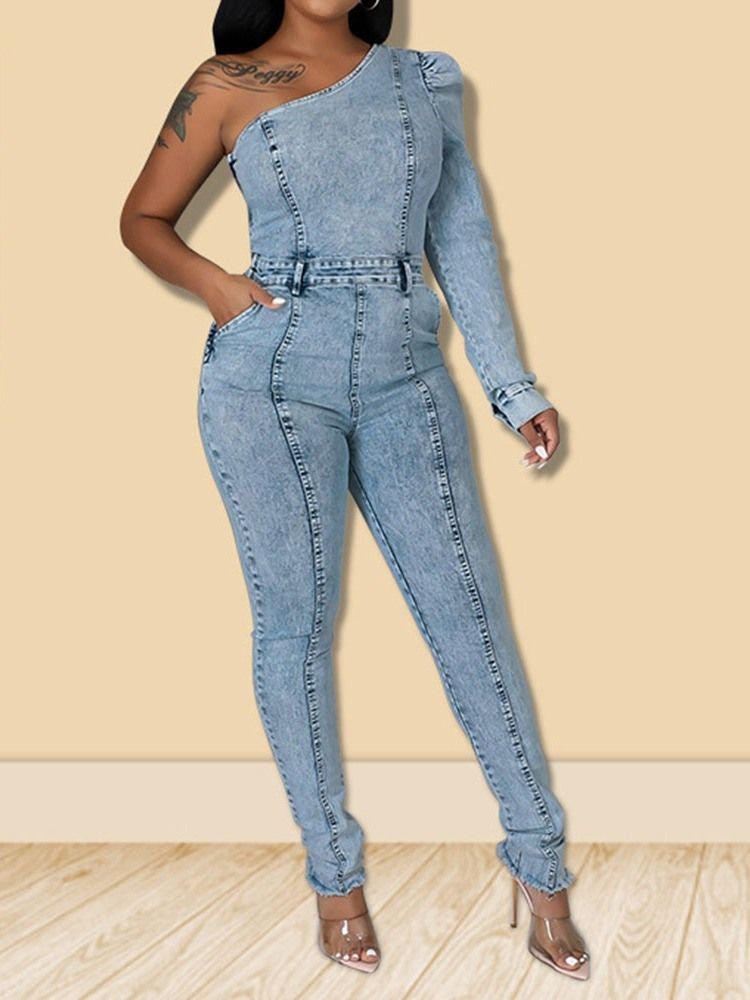 Asymmetrisk Sweet Full Längd Skinny Pencil Pants Jumpsuit
