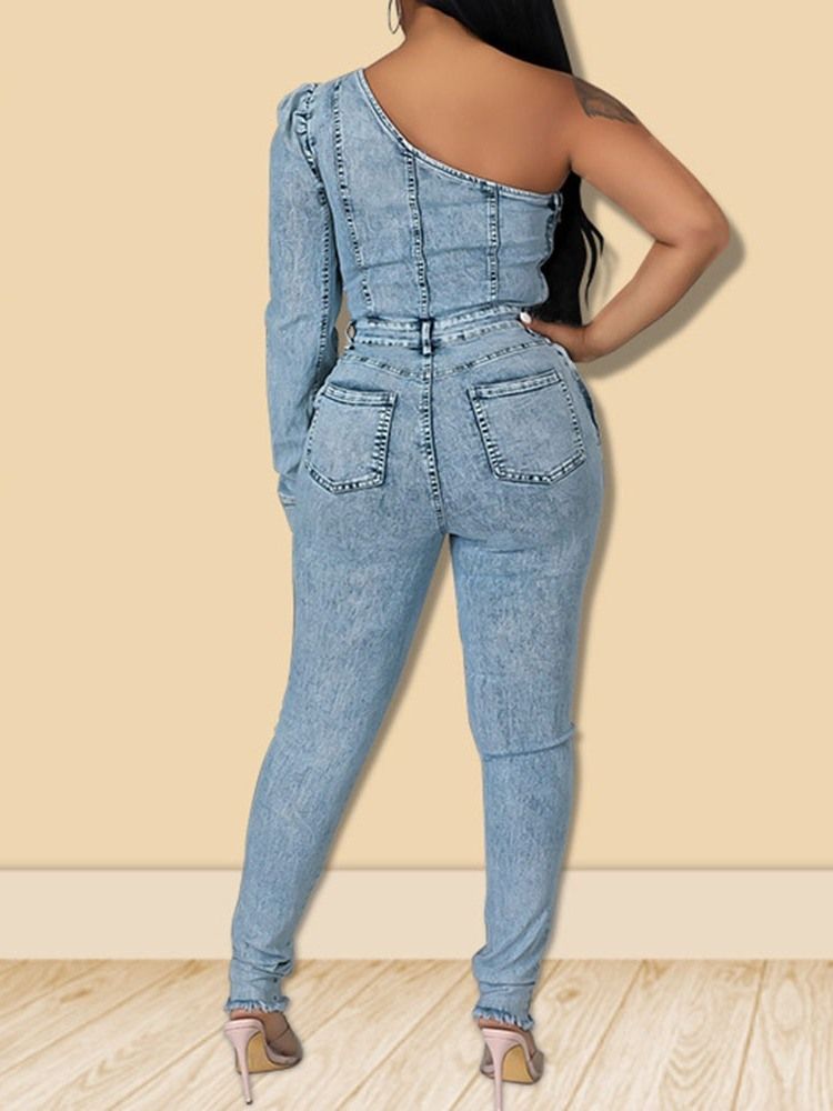 Asymmetrisk Sweet Full Längd Skinny Pencil Pants Jumpsuit