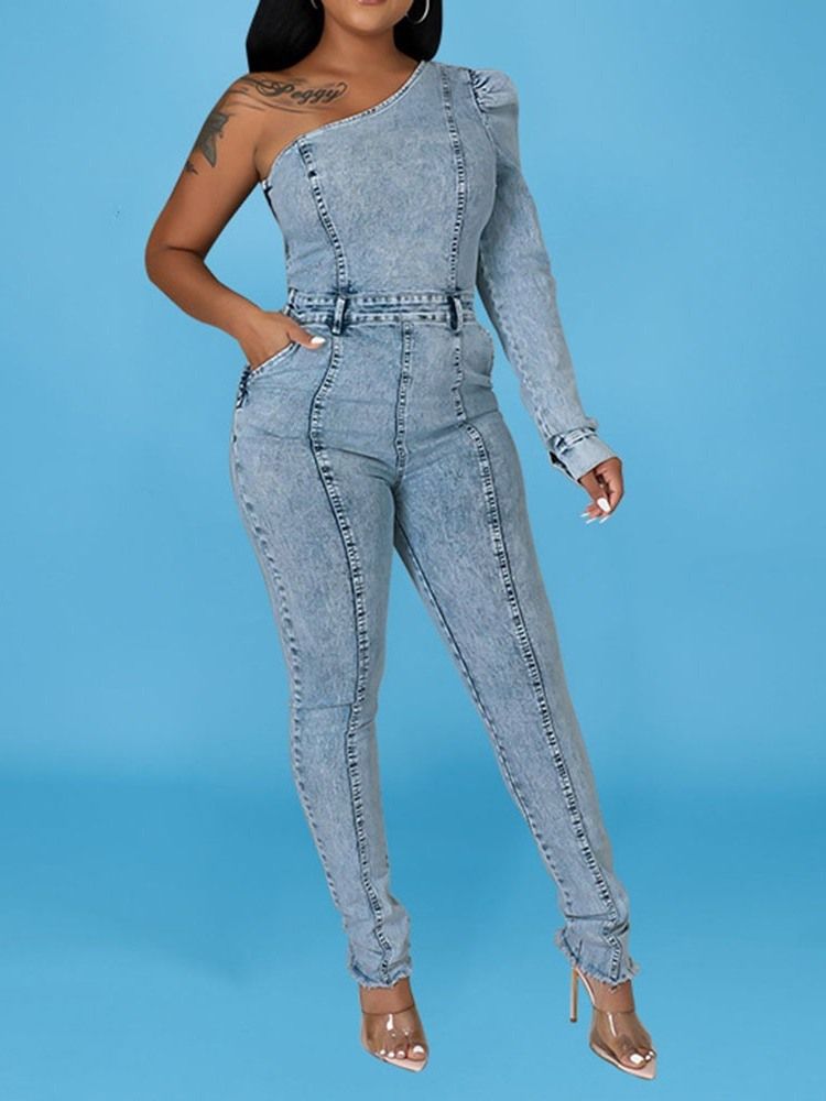 Asymmetrisk Sweet Full Längd Skinny Pencil Pants Jumpsuit
