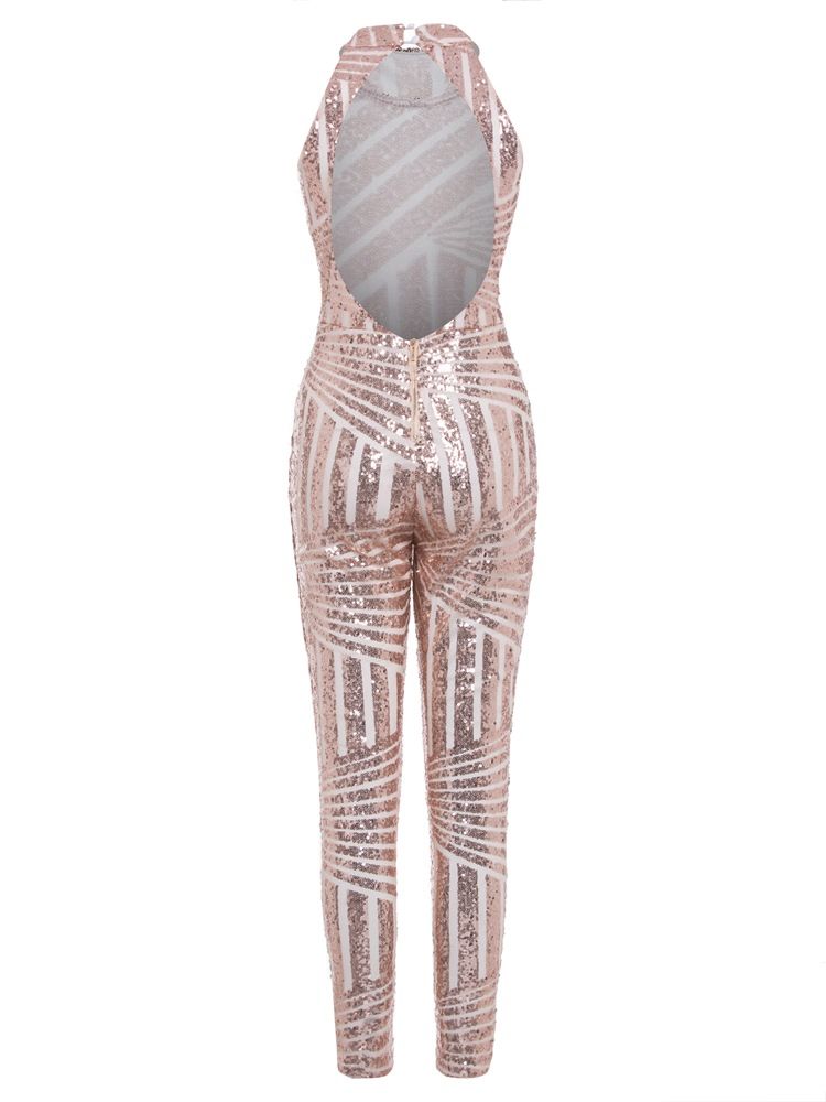 Backless Paljetter Vanlig Jumpsuit