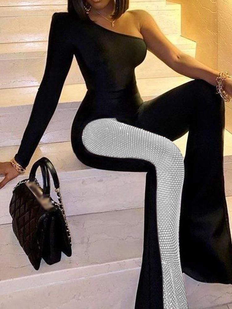 Bead Fashion Full Längd Slim Bellbottoms Jumpsuit