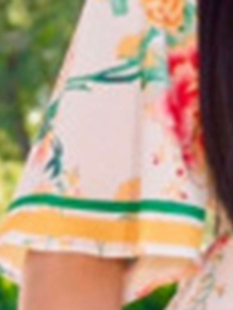 Blommig Hellängd Snörning Vida Ben Lös Jumpsuit