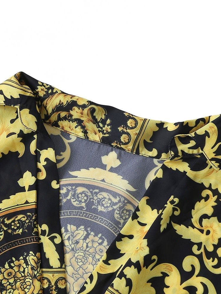 Casual Shorts Geometrisk Hög Midja Lös Jumpsuit För Kvinnor