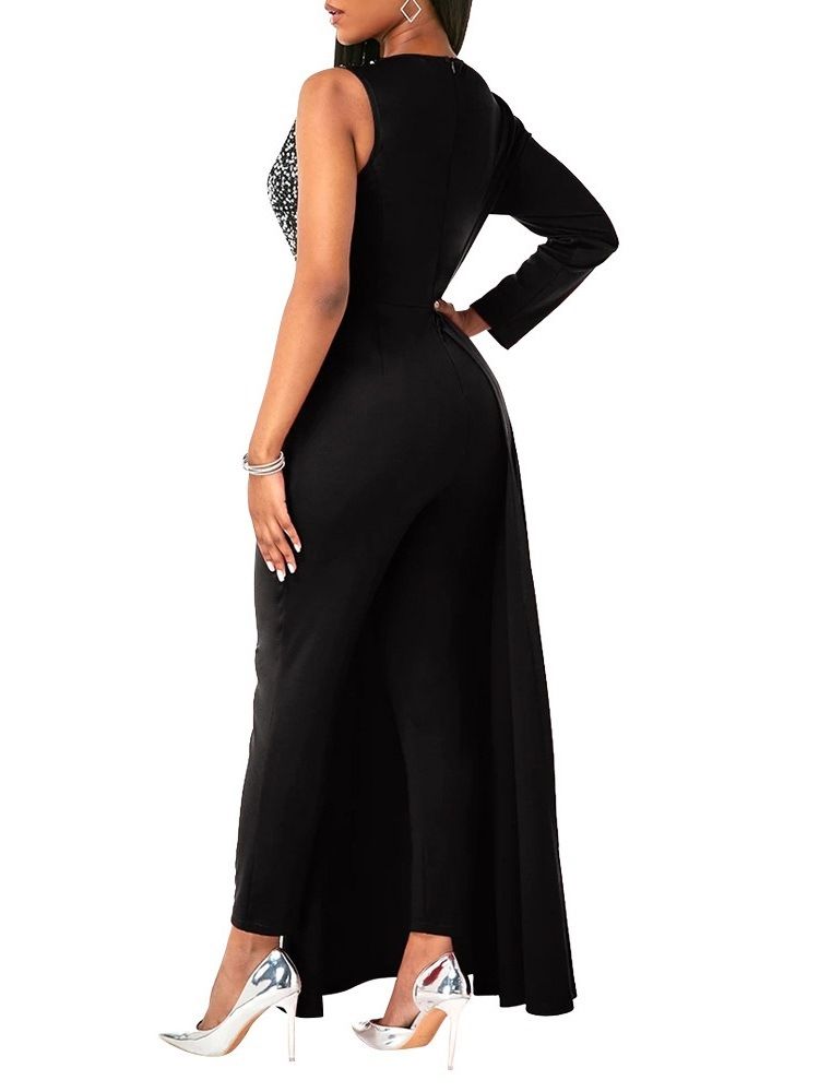 Color Block Formell Full Längd Slim High Waist Jumpsuit
