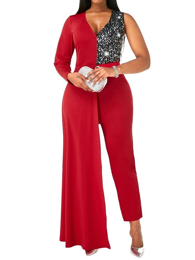 Color Block Formell Full Längd Slim High Waist Jumpsuit