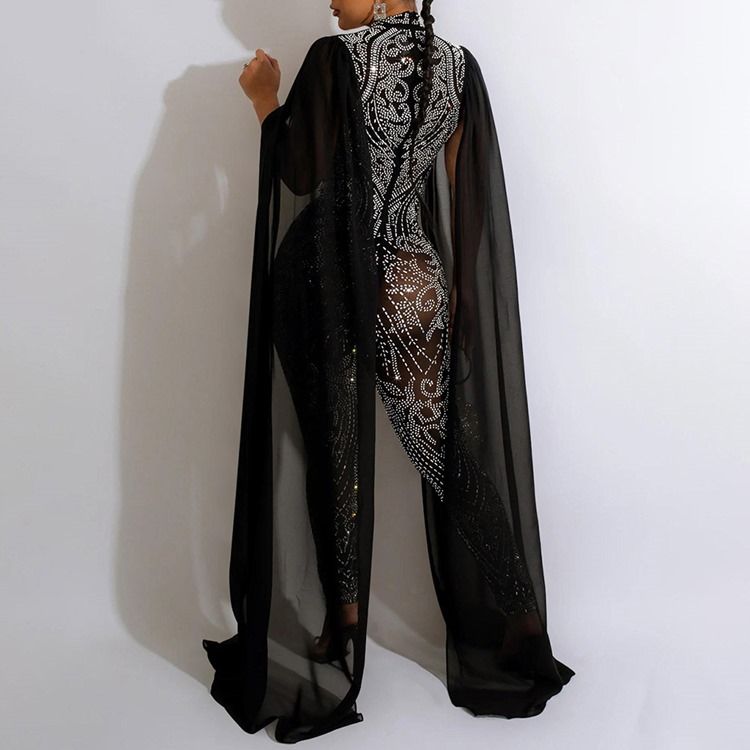 Diamond Full Längd Mode Skinny Pencil Byxor Jumpsuit