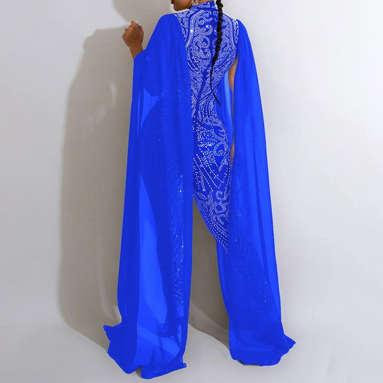 Diamond Full Längd Mode Skinny Pencil Byxor Jumpsuit