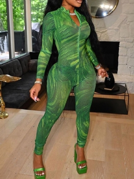 Dragkedja Ankel Längd Mode Skinny Pencil Byxor Jumpsuit