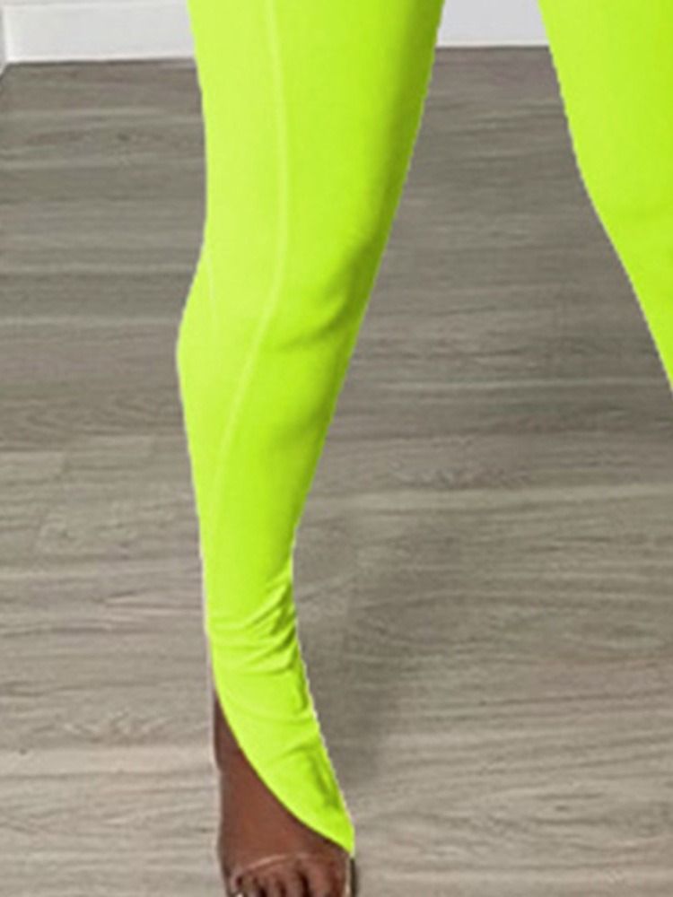 Enkel Full Längd Vanlig Skinny Bellbottoms Jumpsuit