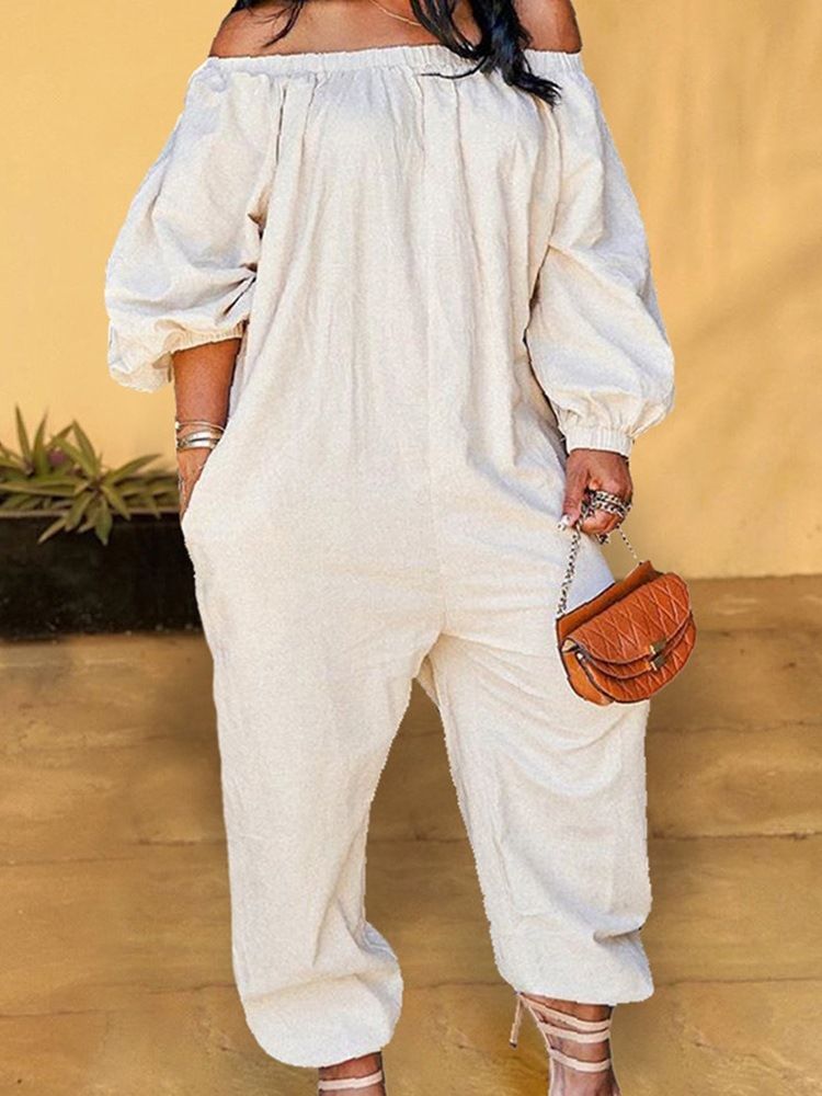 Enkel Pocket Full Längd Lös Jumpsuit