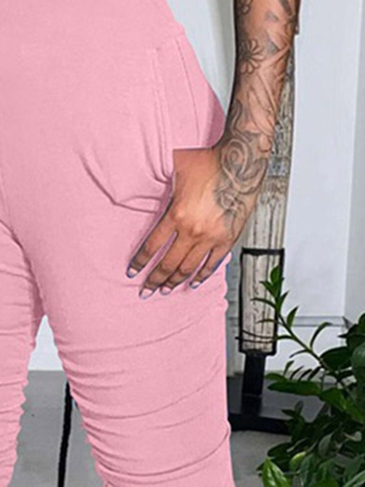 Enkel Slät Hellängd Slimmad Jumpsuit