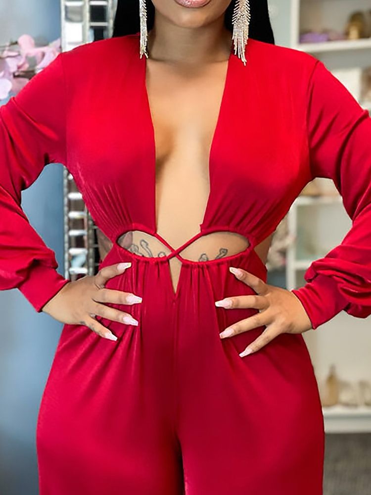 Enkelt Mode Hellängd Rak Slim Jumpsuit