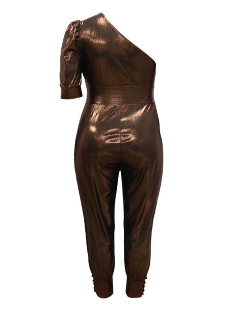 Enkla Mode Asymmetriska Pennbyxor Slim Jumpsuit