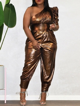 Enkla Mode Asymmetriska Pennbyxor Slim Jumpsuit