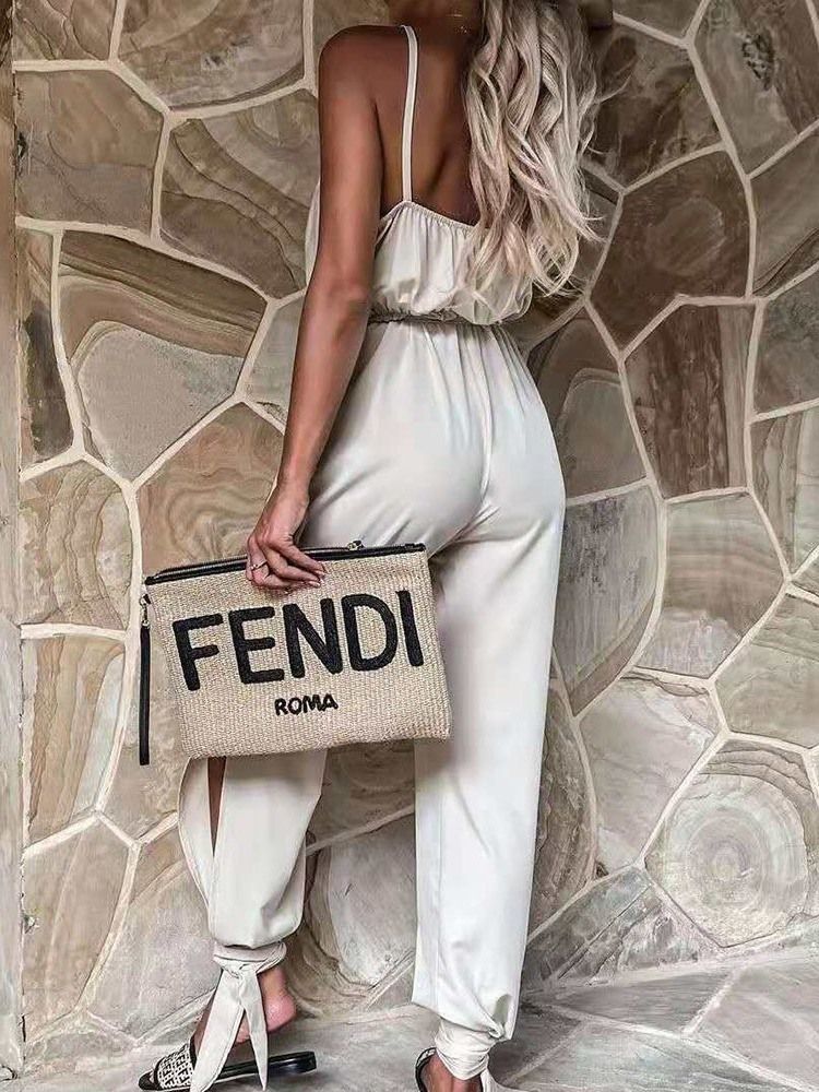 Enkla Mode Kvinnors Backless Slim Jumpsuit