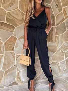 Enkla Mode Kvinnors Backless Slim Jumpsuit