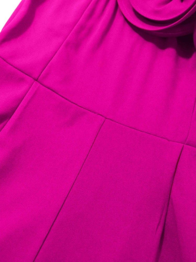 Falbala Plain Full Längd Rak Slim Jumpsuit För Kvinnor