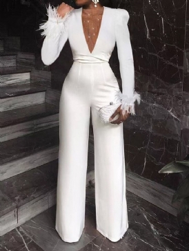 Feather Office Lady Hellängd Slim Rak Jumpsuit