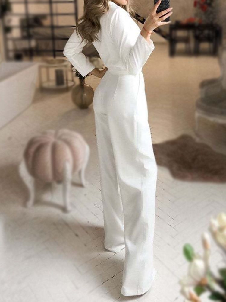 Fick Full Längd Mode Slimma Breda Ben Dam Jumpsuit