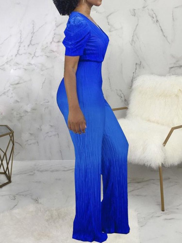Full Längd Gradient Lace-Up Rak Jumpsuit Med Hög Midja