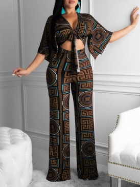 Full Längd Mode Hollow Mid Waist Lös Jumpsuit För Kvinnor