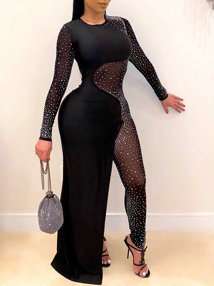 Full Längd Sexig Vanlig Skinny Jumpsuit För Kvinnor Med Mid Midja