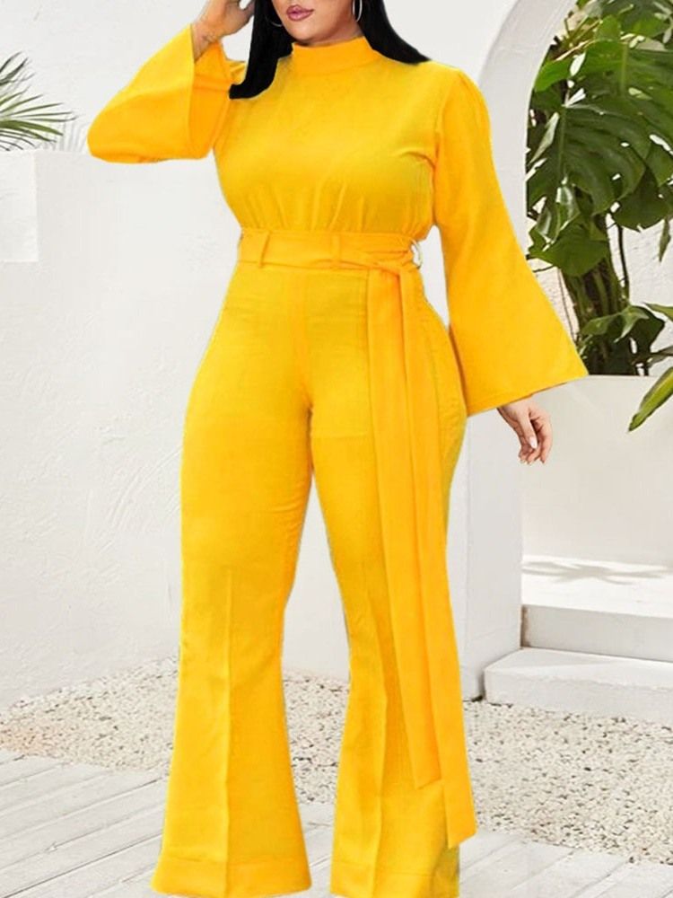 Full Längd Vanlig Casual Slim Jumpsuit För Kvinnor