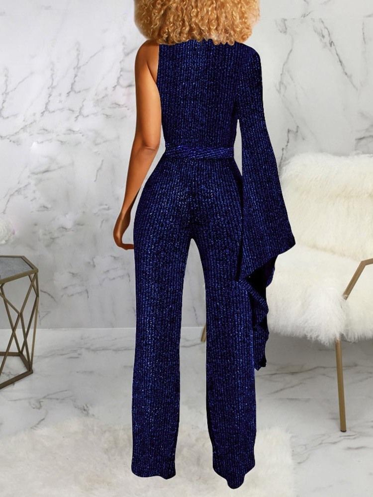 Full Längd Vanlig Sexig Slim Mid Waist Jumpsuit För Kvinnor