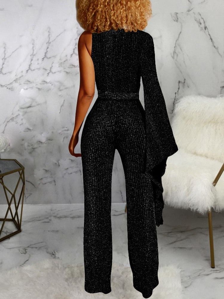 Full Längd Vanlig Sexig Slim Mid Waist Jumpsuit För Kvinnor